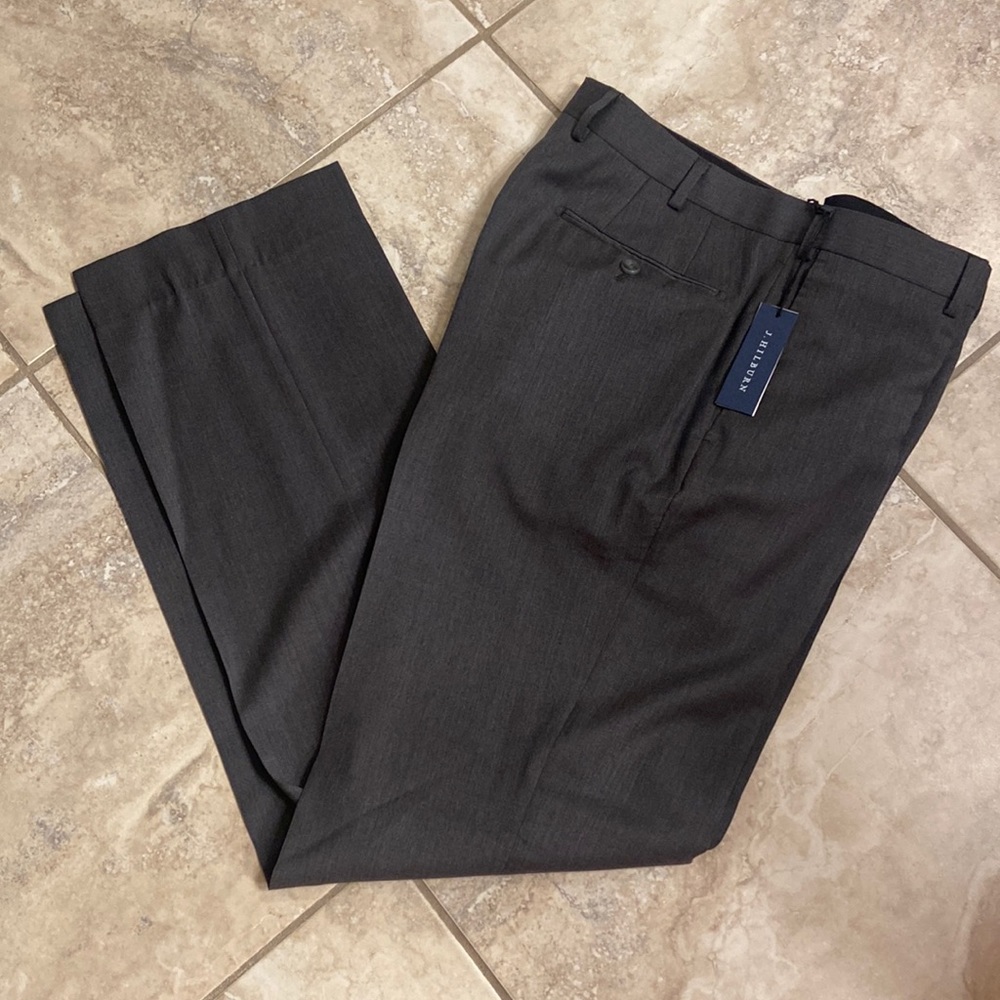 NWT J. Hilburn Dark Gray Wool Trouser Slacks, Waist 33